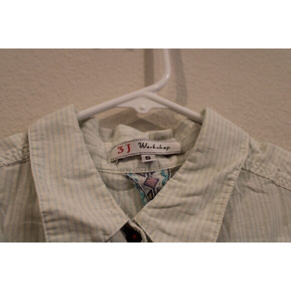 Johnny Was  3J Workshop stripe eyelet light weight top size small - Picture 6 of 9